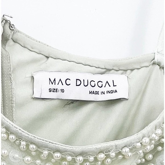 Mac Duggal Pearl Embellished Soft Tie One Shoulder Gown Mint Green Size 10 NWOT - Picture 12 of 12